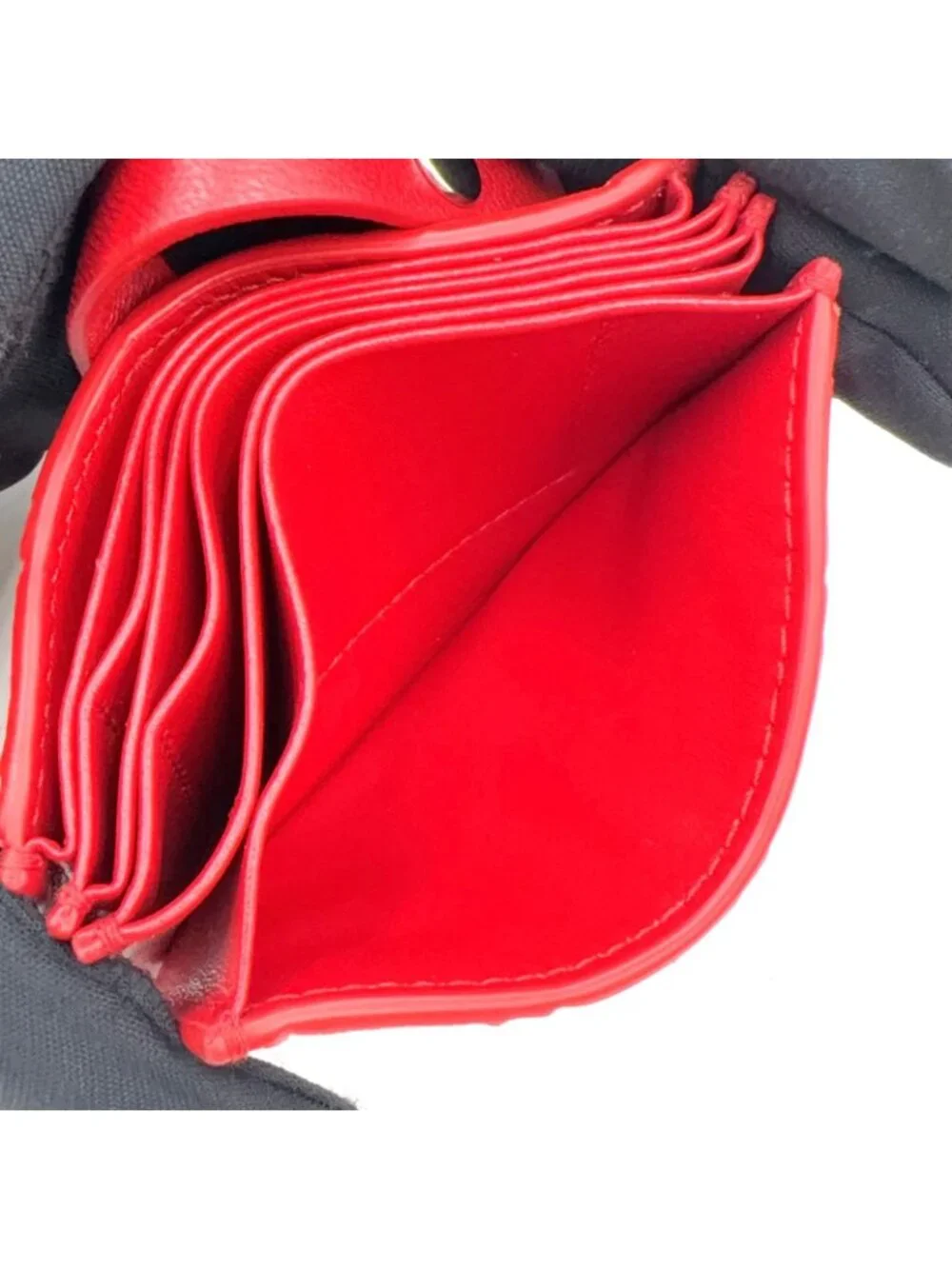 Bottega Veneta Intrecciato Leather Red Card Case Silver